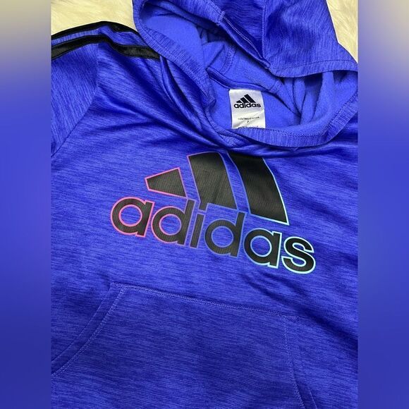 Adidas heathered blue hoodie sz 7 - Picture 2 of 4